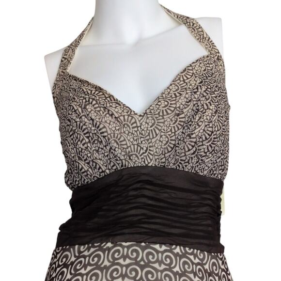 Y2K Silk Chiffon Halter Midi Dress 14 Asymmetric Fairy Grunge Ethereal Witchy - Picture 3 of 8